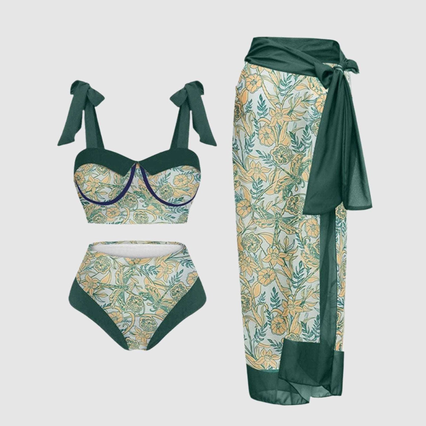 Women's Two-piece Swimsuit and Cover Scarf Set - ChoreGirl