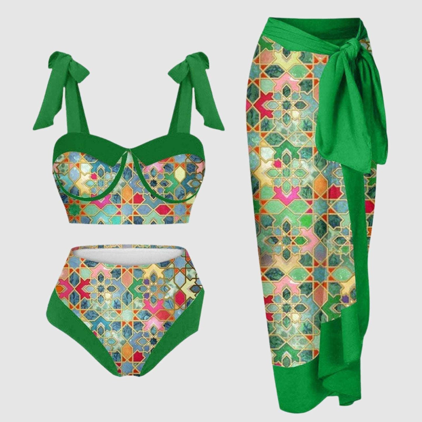 Women's Two-piece Swimsuit and Cover Scarf Set - ChoreGirl