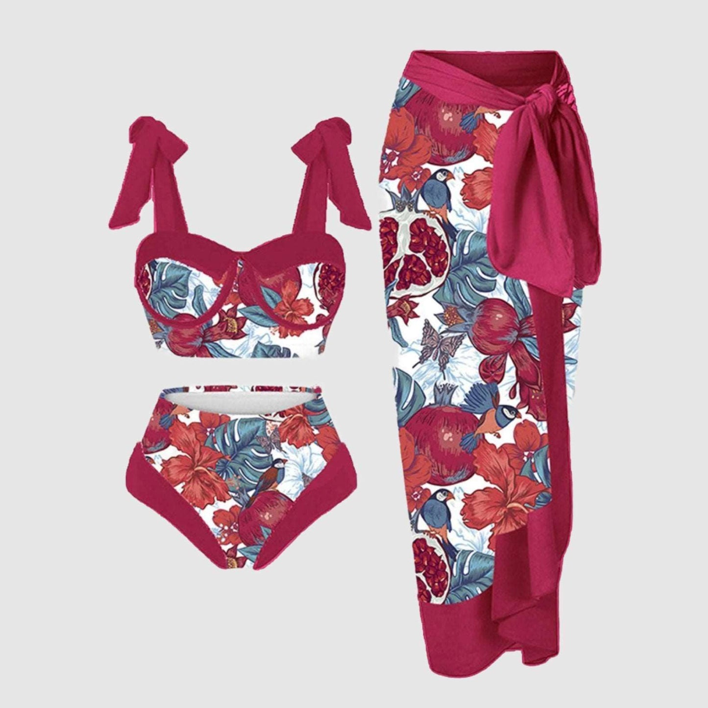 Women's Two-piece Swimsuit and Cover Scarf Set - ChoreGirl
