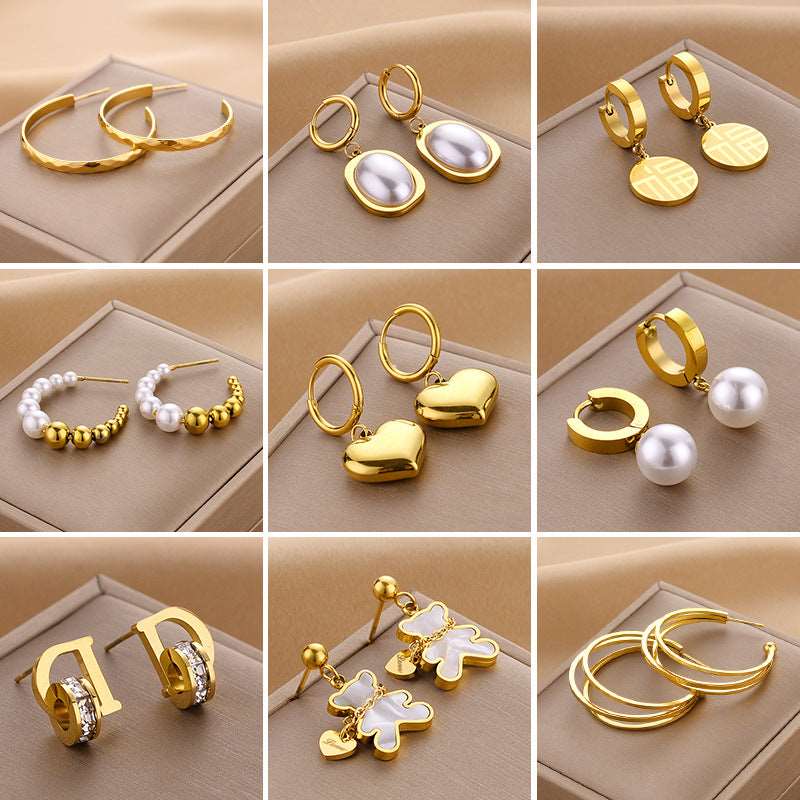 Women's Various Styles Titanium Steel Earrings - ChoreGirl