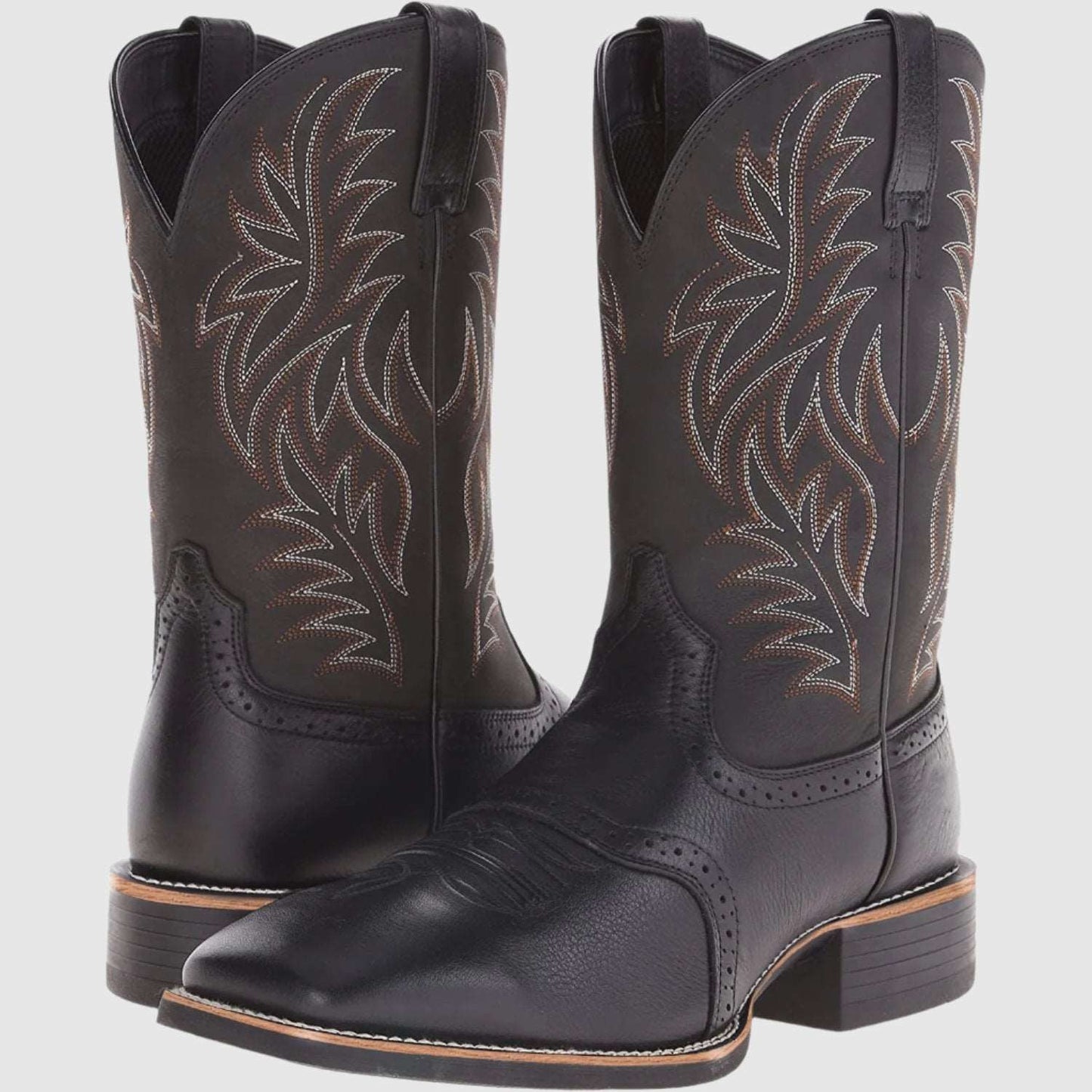 Women's Vintage Embroidered Stitching Wide Head Western Cowboy Boots - ChoreGirl