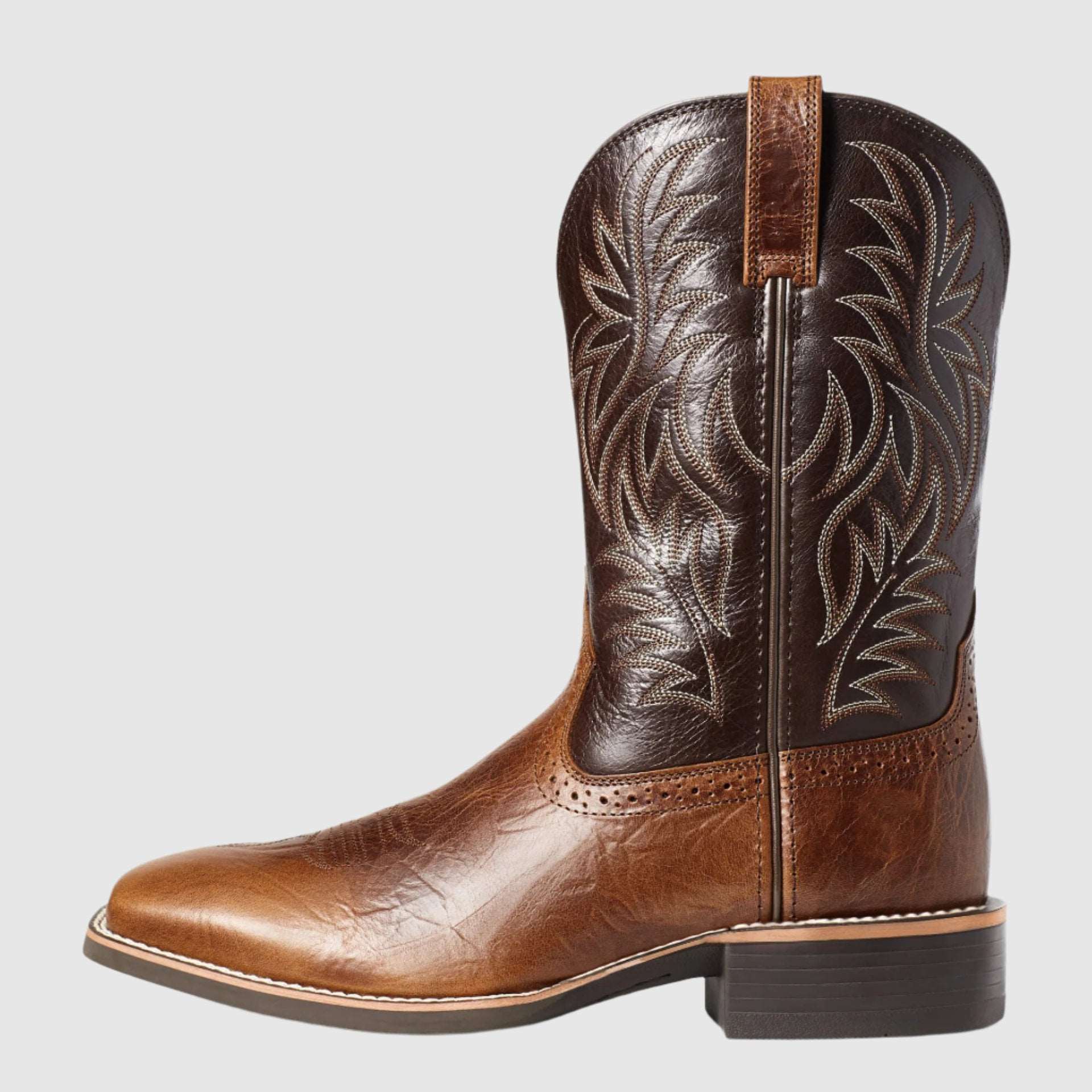 Women's Vintage Embroidered Stitching Wide Head Western Cowboy Boots - ChoreGirl