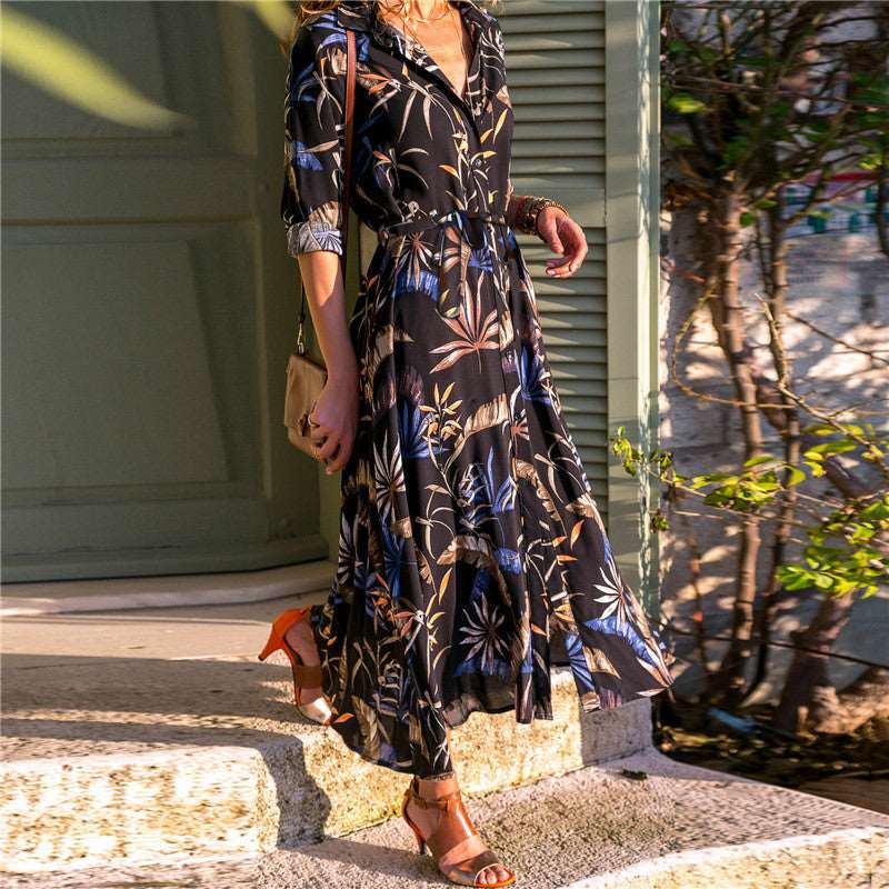 Women's Vintage Style Chiffon Shirt Dress - ChoreGirl