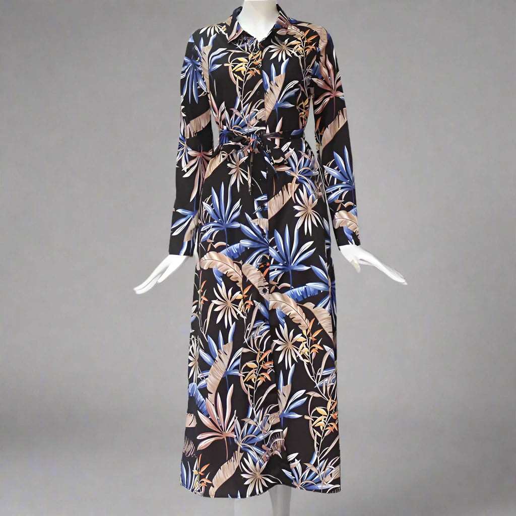 Women's Vintage Style Chiffon Shirt Dress - ChoreGirl