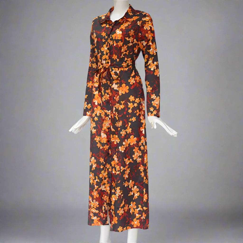 Women's Vintage Style Chiffon Shirt Dress - ChoreGirl