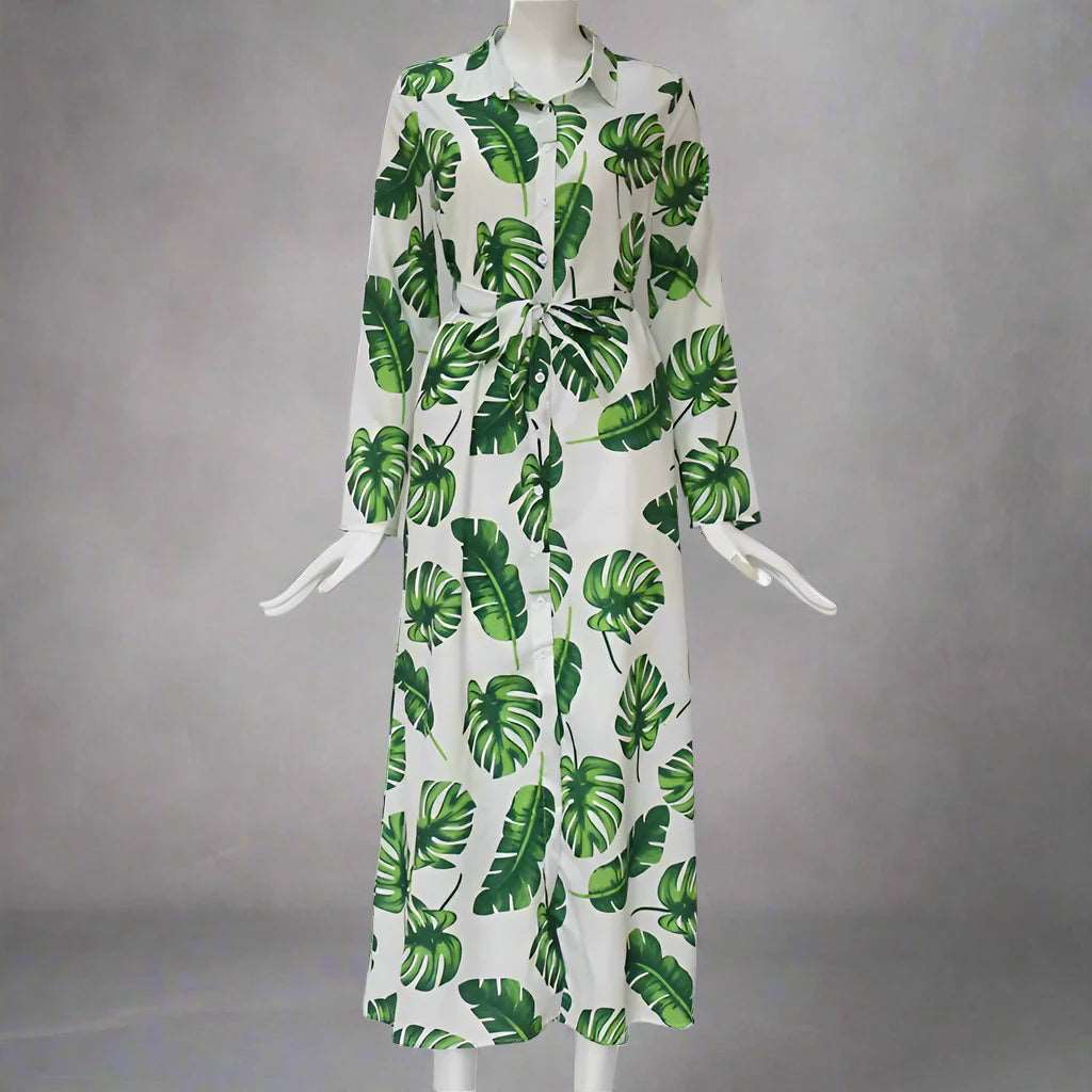 Women's Vintage Style Chiffon Shirt Dress - ChoreGirl