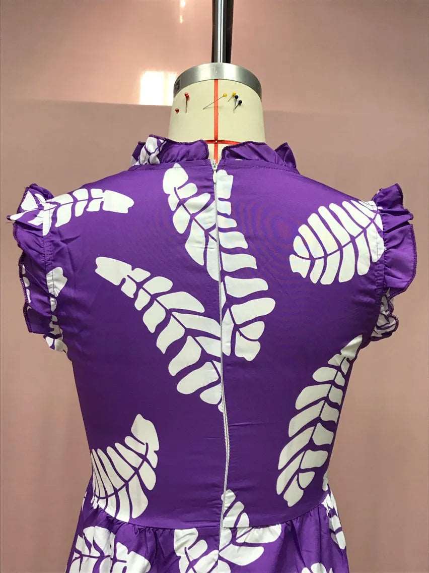 Women's Violet Sleeveless Waist Slimming Dress - ChoreGirl