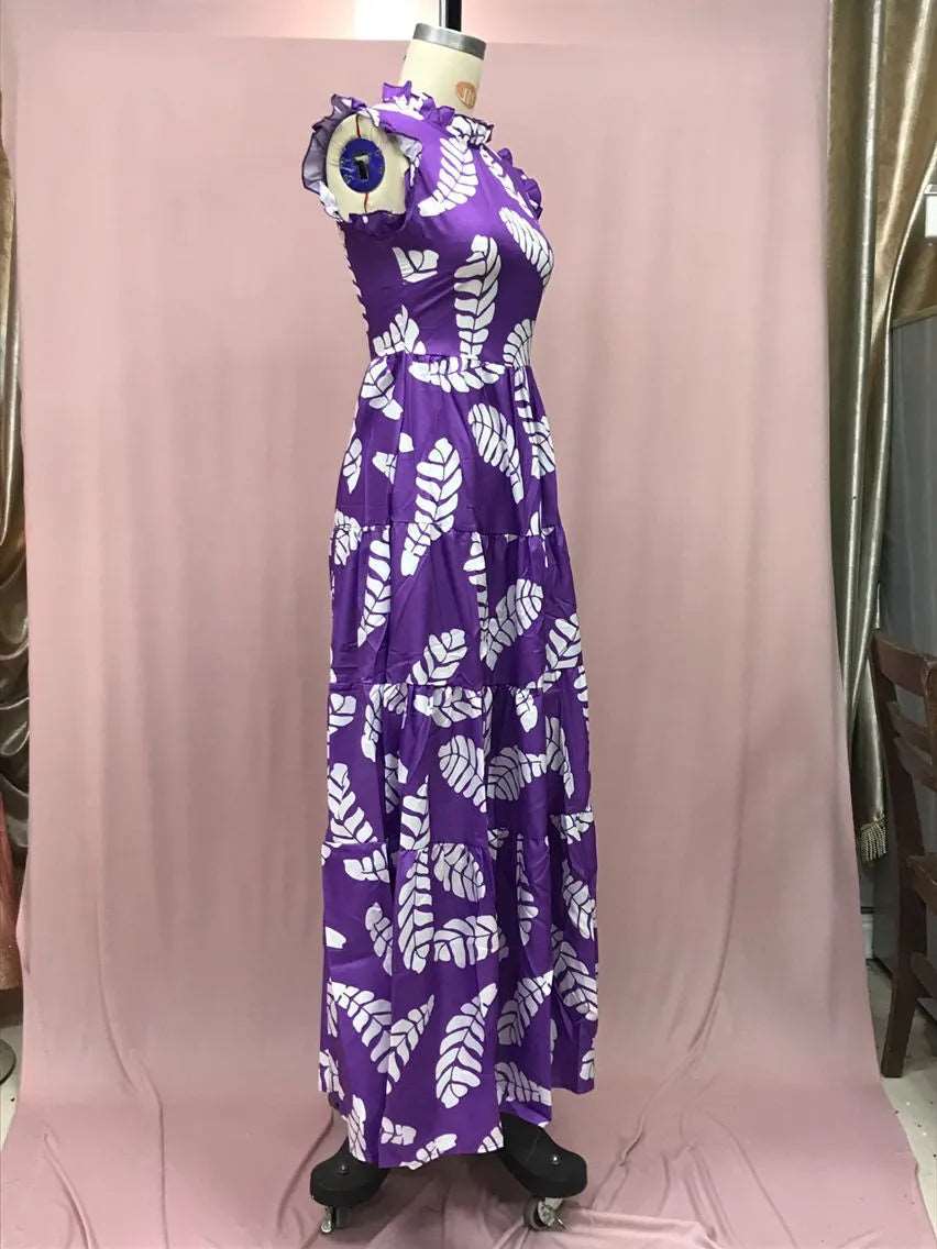 Women's Violet Sleeveless Waist Slimming Dress - ChoreGirl