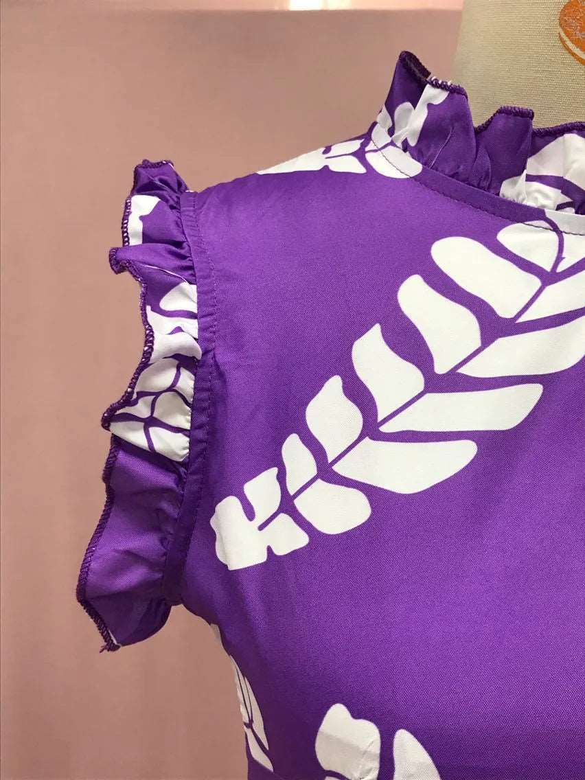 Women's Violet Sleeveless Waist Slimming Dress - ChoreGirl