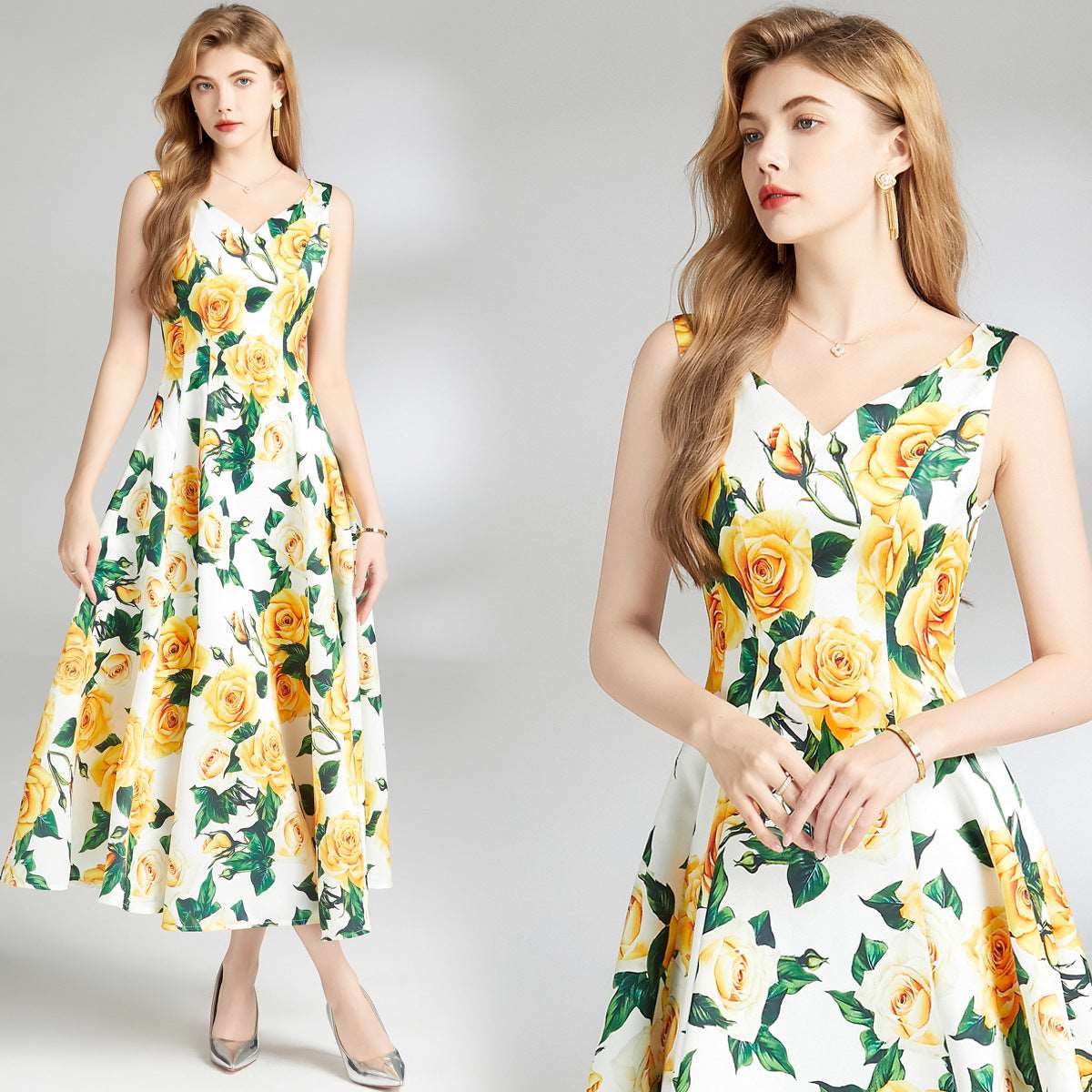 Women's Waist Slimming Sleeveless A- Line Dress - ChoreGirl