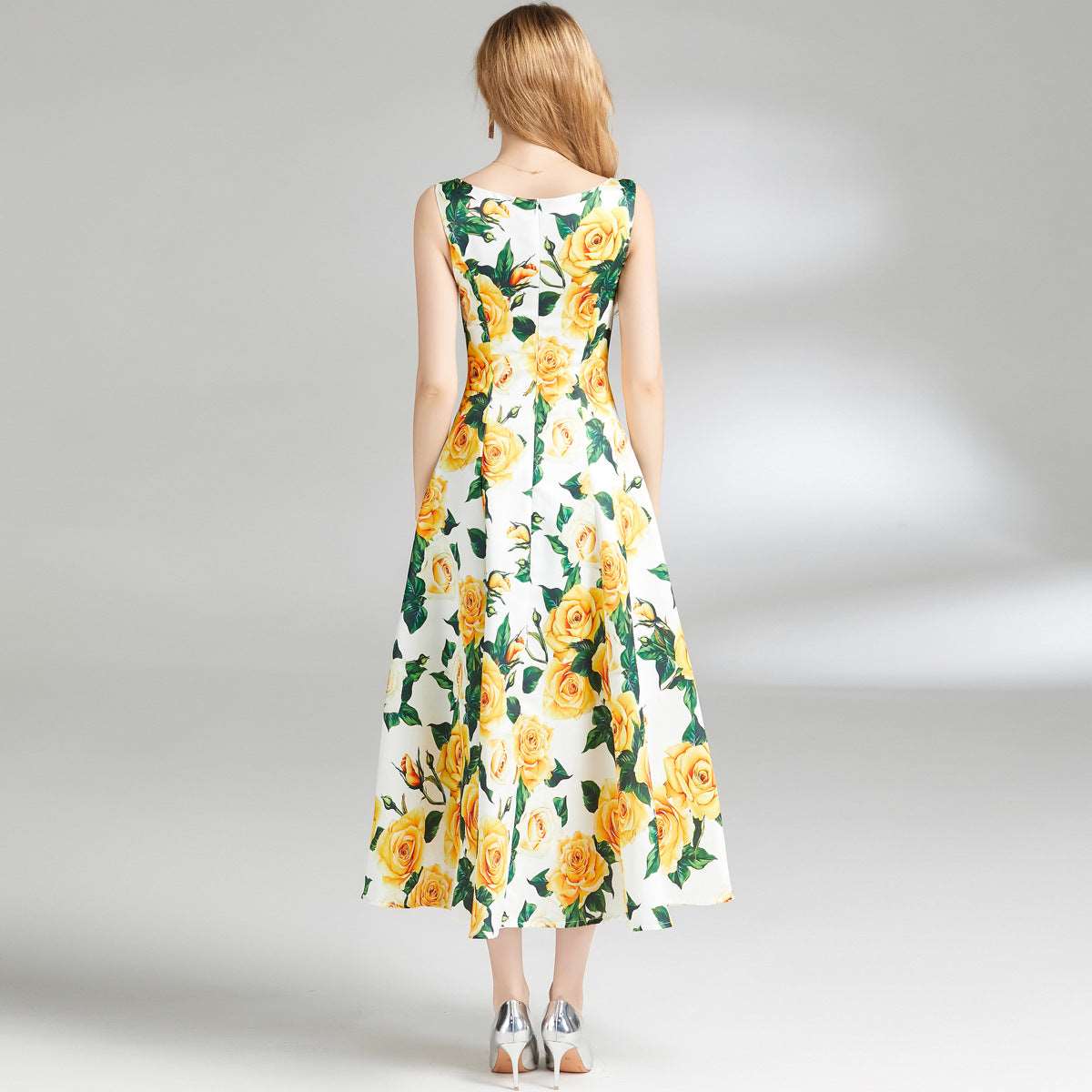 Women's Waist Slimming Sleeveless A- Line Dress - ChoreGirl