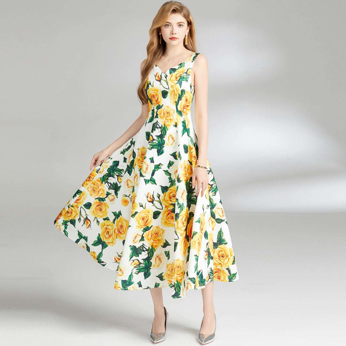 Women's Waist Slimming Sleeveless A- Line Dress - ChoreGirl