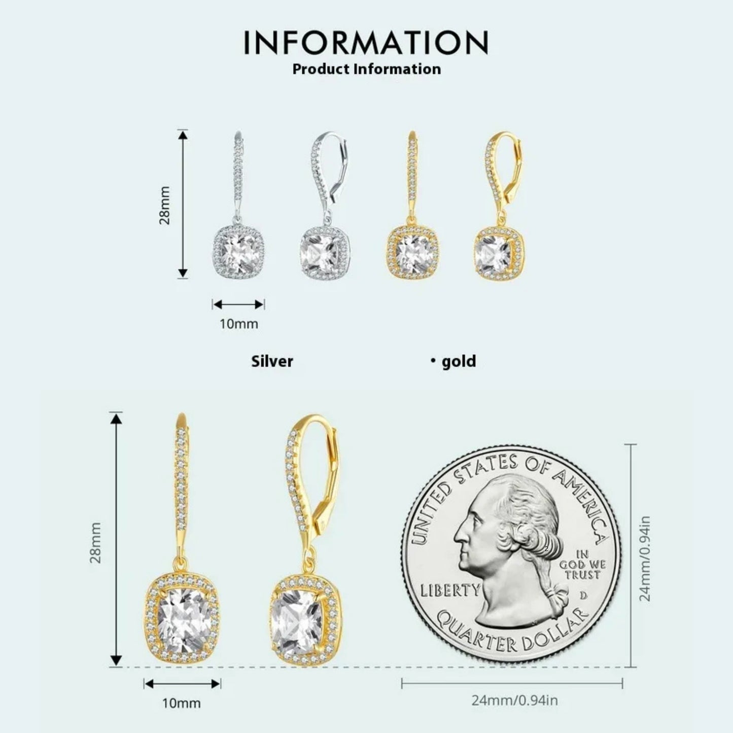 Women's White Gold Plated Bright Sterling Silver Earrings - ChoreGirl