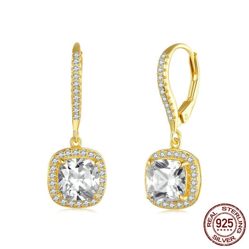 Women's White Gold Plated Bright Sterling Silver Earrings - ChoreGirl