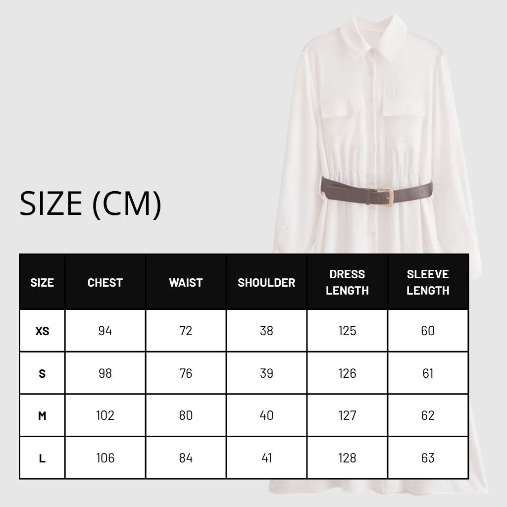 Women's White Thin Shirt Dress with Belt - ChoreGirl