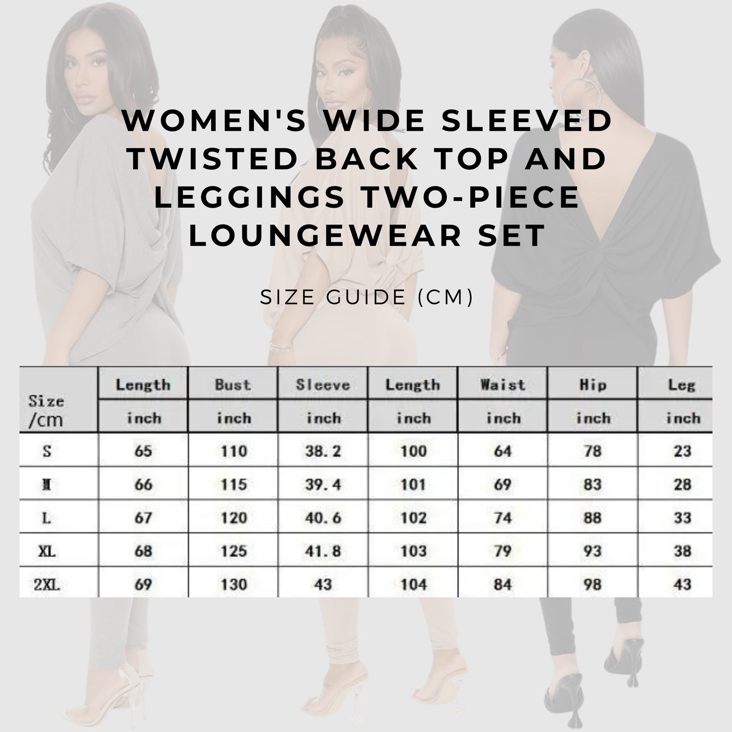 Women's Wide Sleeved Twisted Back Top and Leggings Two-piece Loungewear Set - ChoreGirl