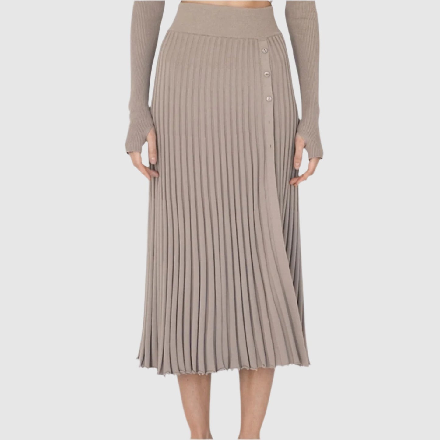 Women's Woolen Knitted Pleated Skirt or Lace-up Top Outfit - ChoreGirl