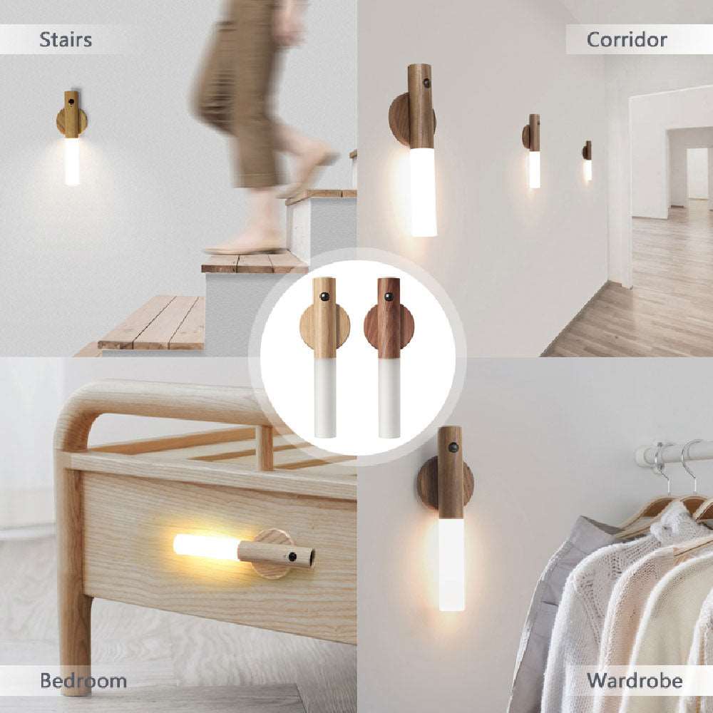Wood LED Light USB Magnetic Wireless Night Light - ChoreGirl