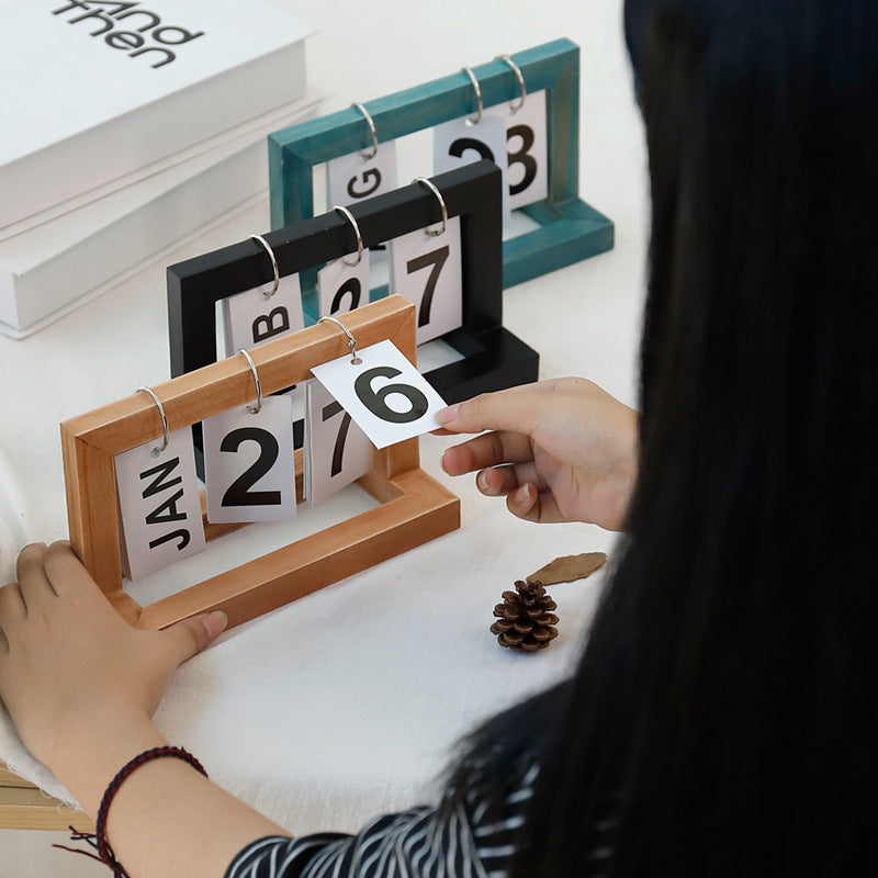 Wooden Flip Countdown Small Desk Calendar - ChoreGirl