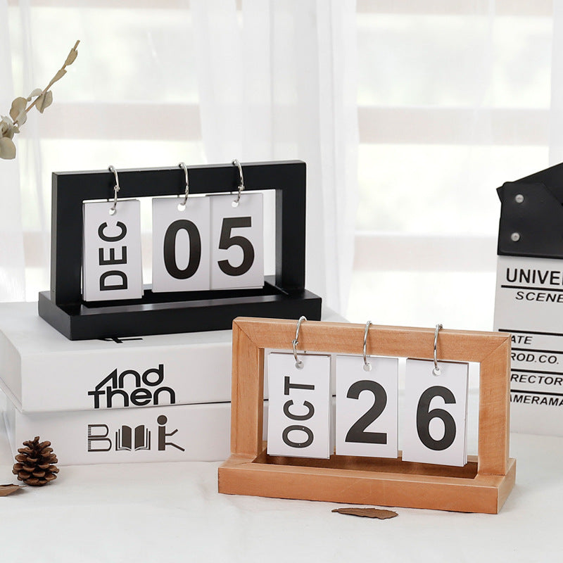 Wooden Flip Countdown Small Desk Calendar - ChoreGirl