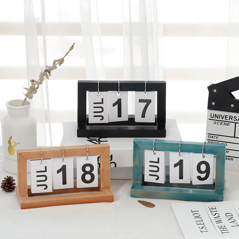 Wooden Flip Countdown Small Desk Calendar - ChoreGirl