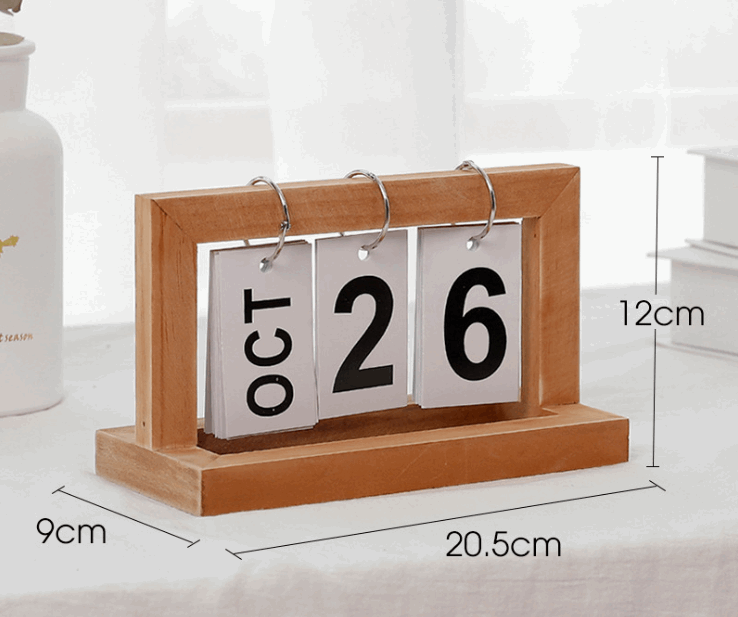 Wooden Flip Countdown Small Desk Calendar - ChoreGirl