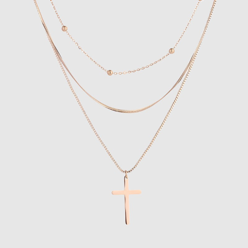 Unisex Vintage Rose Gold Multi-layer Chain Necklace - ChoreGirl
