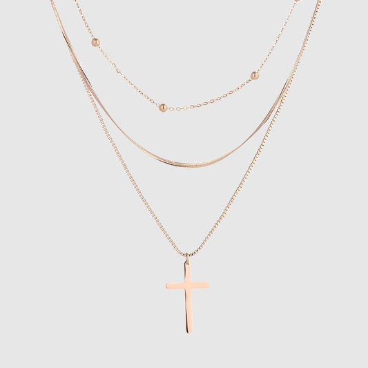 Unisex Vintage Rose Gold Multi-layer Chain Necklace - ChoreGirl