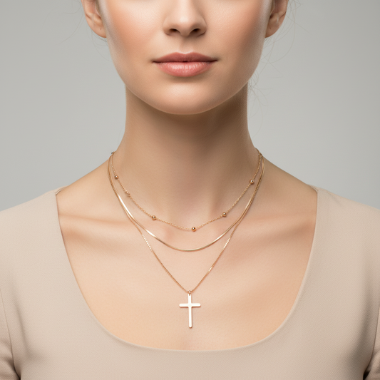 Unisex Vintage Rose Gold Multi-layer Chain Necklace