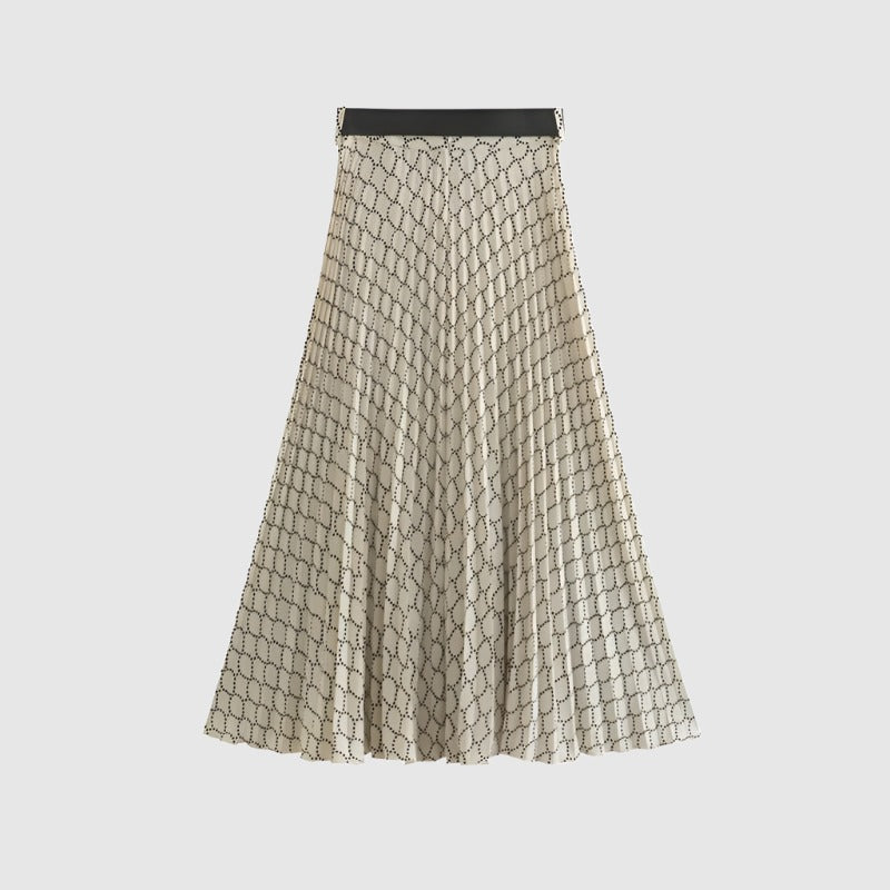 Women's Geometric Pattern Shirt and Skirt With Belt Outfit Set - ChoreGirl