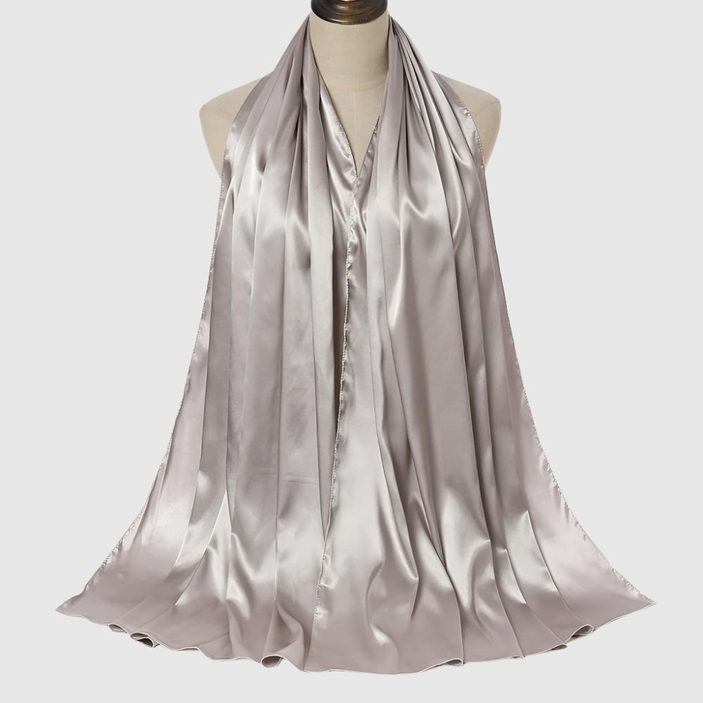 Women's Elegant Pure Color Pearl Satin Scarf - ChoreGirl