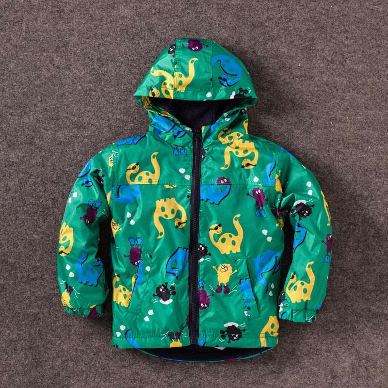 Baby Boy's Cute Dinosaur Windproof And Rainproof Hooded Jacket or Pants (NOT A SET) - ChoreGirl