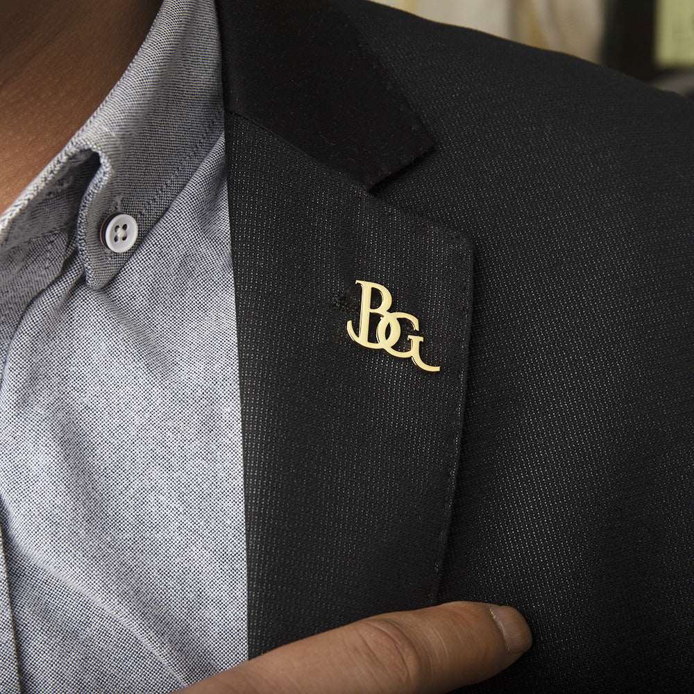 Men's Elegant Custom Name Initials Brooch | PERSONALIZED - ChoreGirl