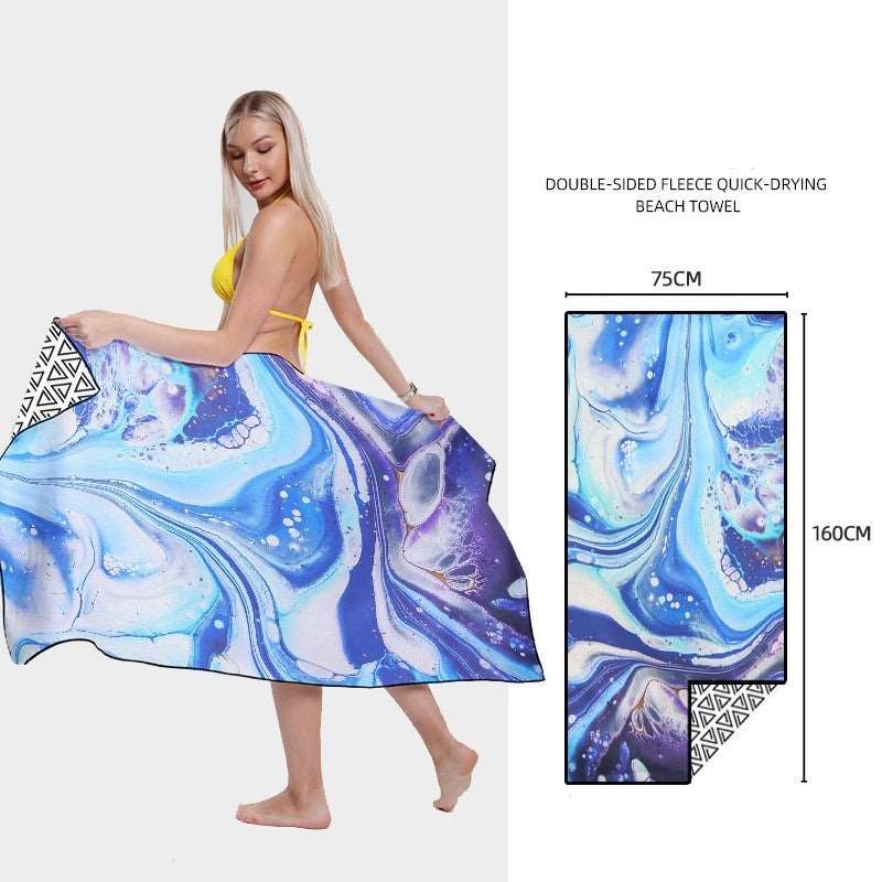 Double-side Printed Quick-drying Velvet Beach Towel - ChoreGirl