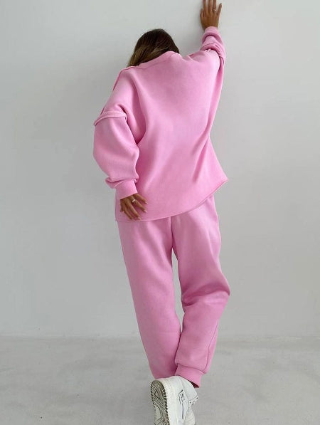 Women's Basics - Oversized Sweatshirt and Pencil Pants Two-piece Outfit Set - ChoreGirl