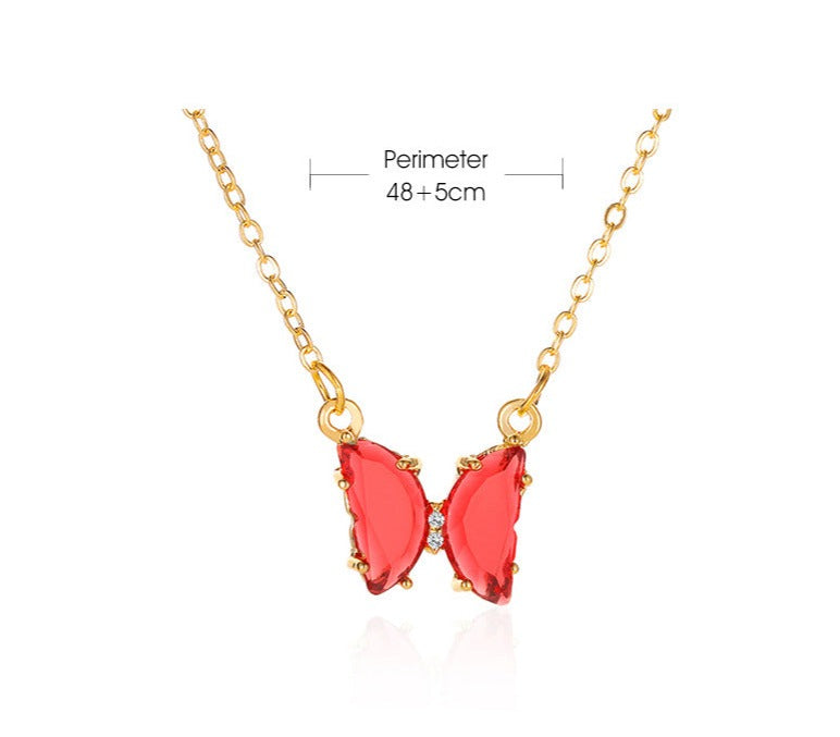 Women's Glass Crystal Butterfly Necklace - ChoreGirl
