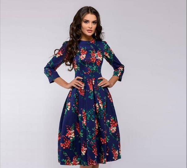 Women's A- Line Vintage Floral Dress - ChoreGirl