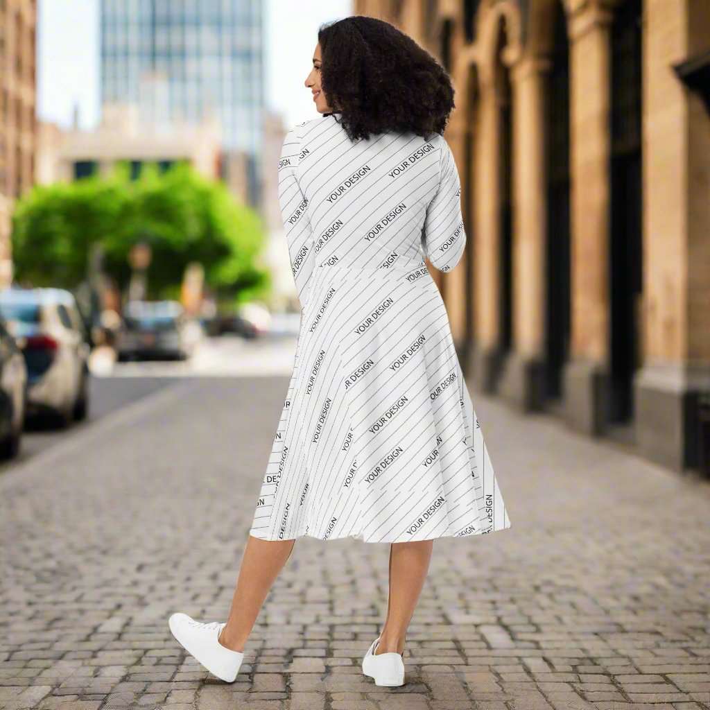Custom Women's Long Sleeve Midi Dress | All Over Print | PERSONALIZED - ChoreGirl