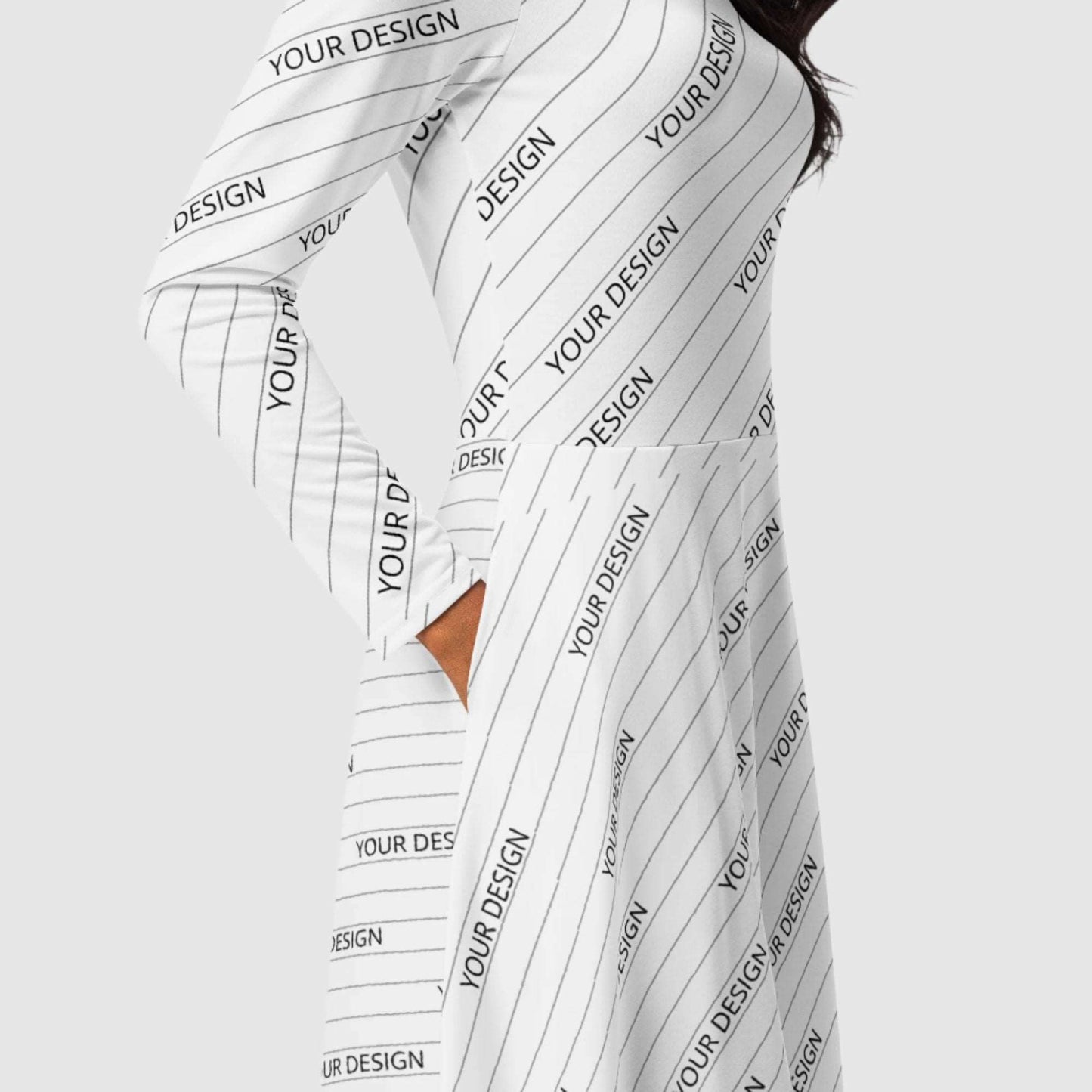 Custom Women's Long Sleeve Midi Dress | All Over Print | PERSONALIZED - ChoreGirl