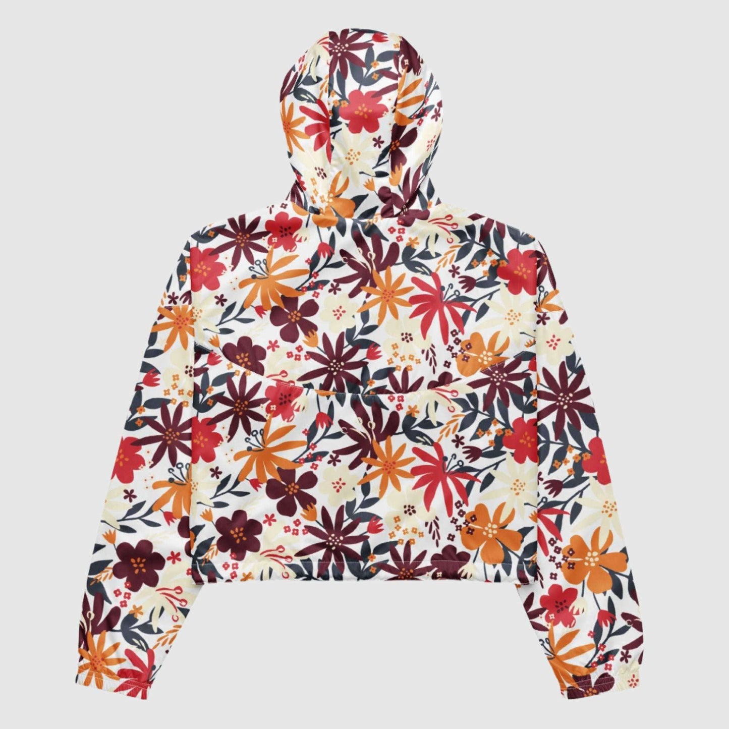 Custom Women’s Flower Garden Pattern Cropped Windbreaker Jacket | PERSONALIZED - ChoreGirl