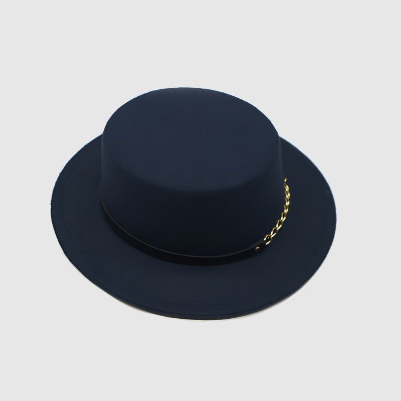 Unisex Solid Color Retro British Style Flat Top Hat - ChoreGirl