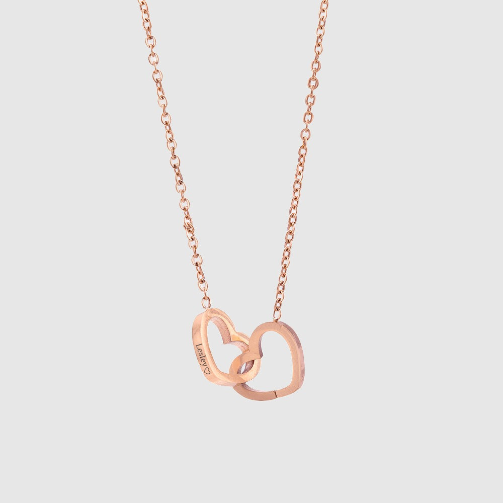 Custom Name Double Heart Necklace With 2 Names | PERSONALIZED - ChoreGirl