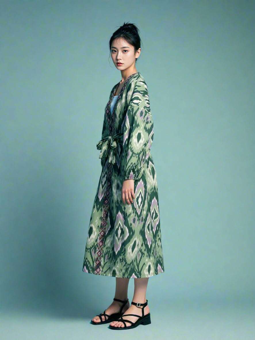 Women's Long Bubble Sleeve Loose Thin Over-Coat Dress - ChoreGirl
