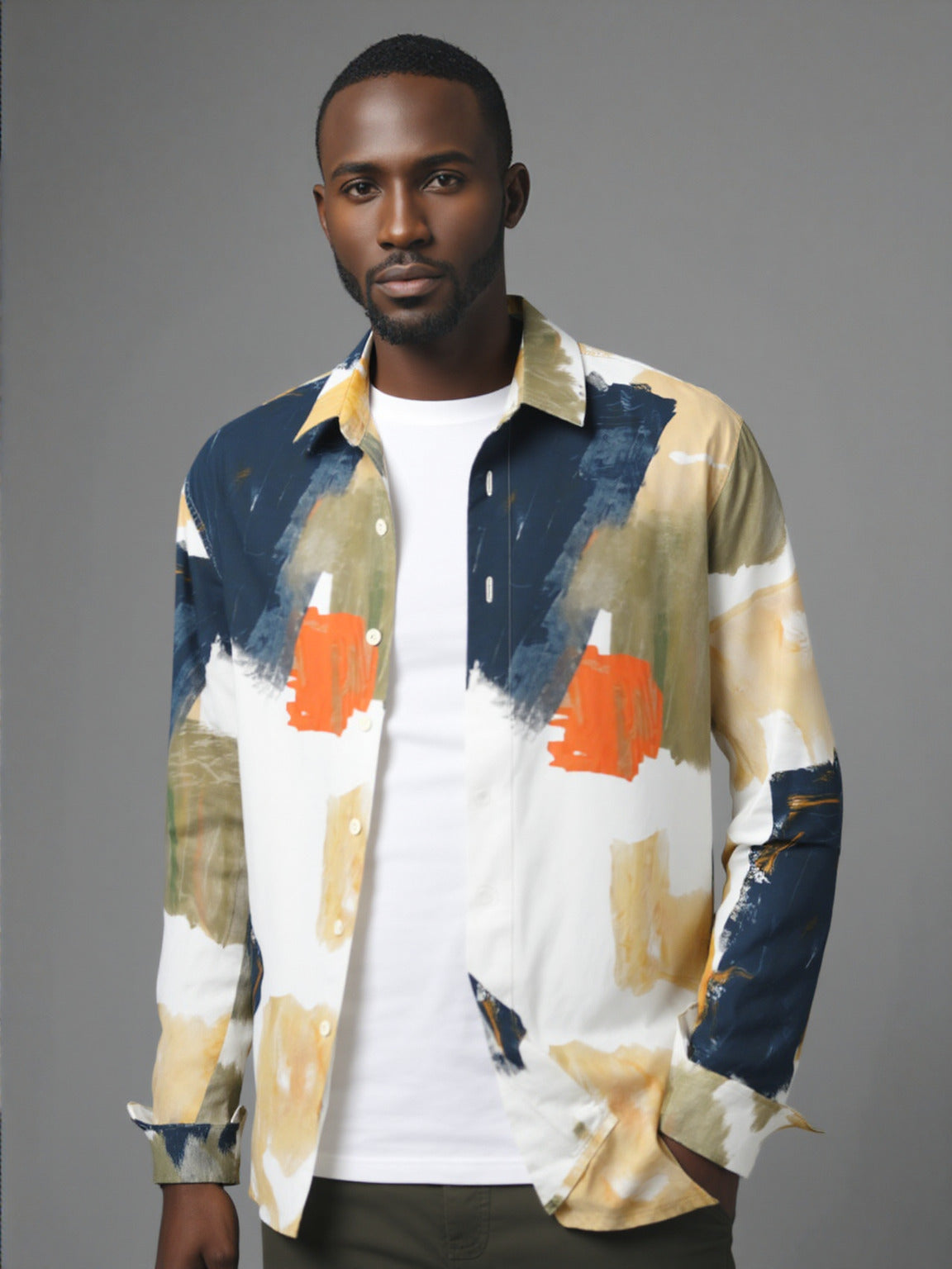 Men's Casual Long Sleeve Artistic Loose Shirt - ChoreGirl