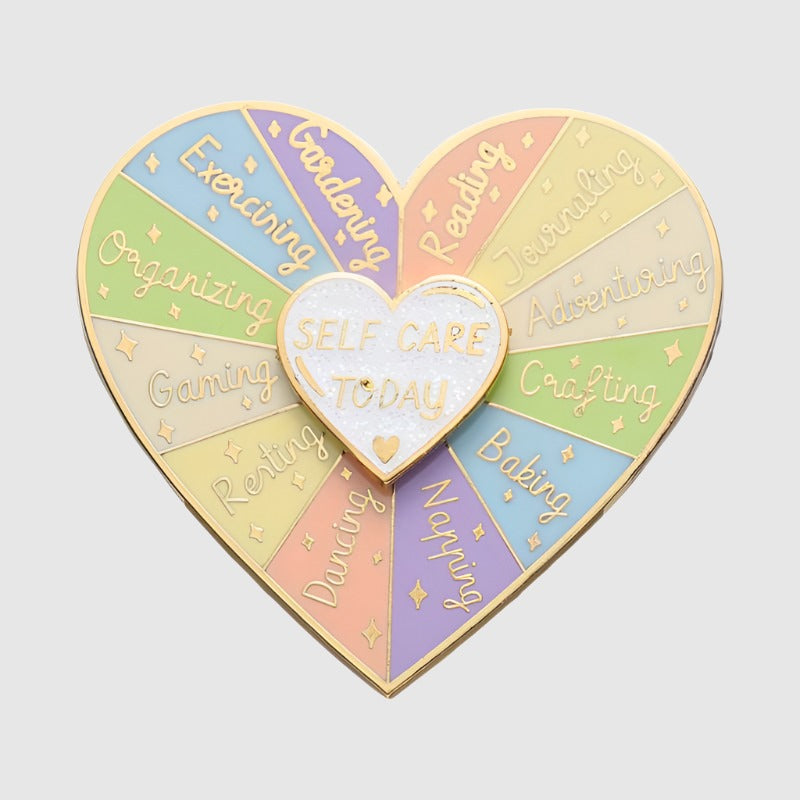 Double Layer Loving Heart Shape Rotating Badge Pin - ChoreGirl