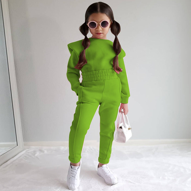 Baby Girl Trendy Casual Long Sleeved Sweatshirt and Pants Outfit Set - ChoreGirl