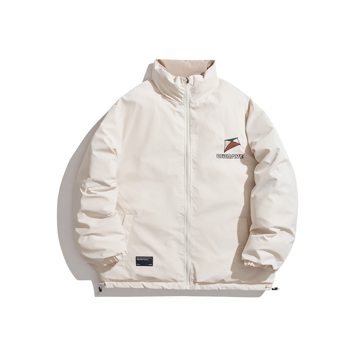 Unisex Couples Contrast Color Embroidered Stand Collar Coat - 2 in 1 wear - ChoreGirl