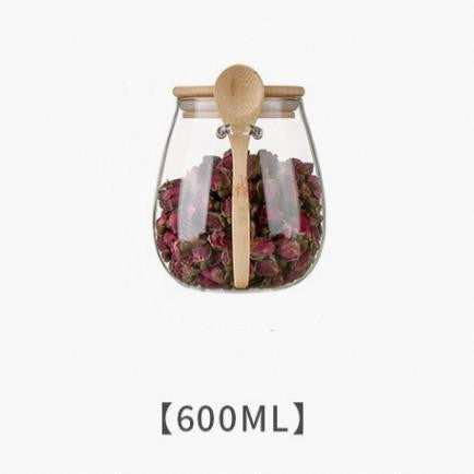 Large Capacity Transparent Glass Sealed Storage Jar with Spoon - ChoreGirl