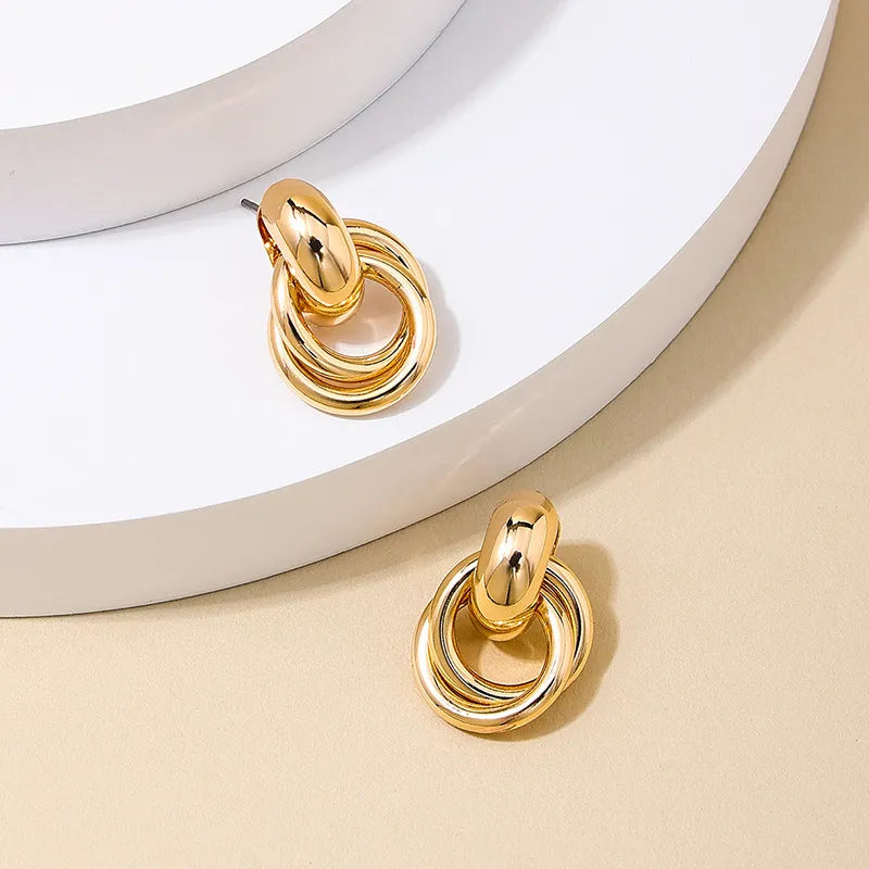 Women's Geometry Pattern Retro Circle Earrings - ChoreGirl