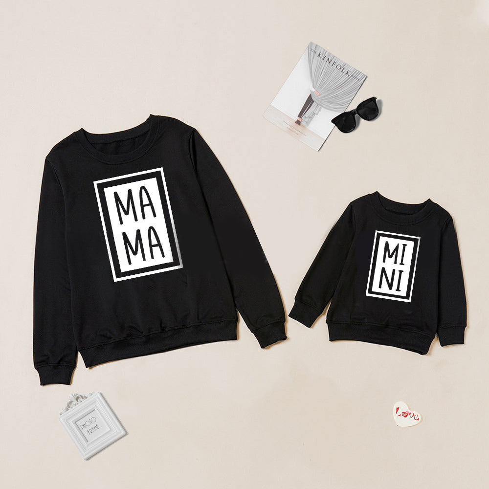 Mother and Daughter Gray, Black And White Three-color Sweatshirts - ChoreGirl